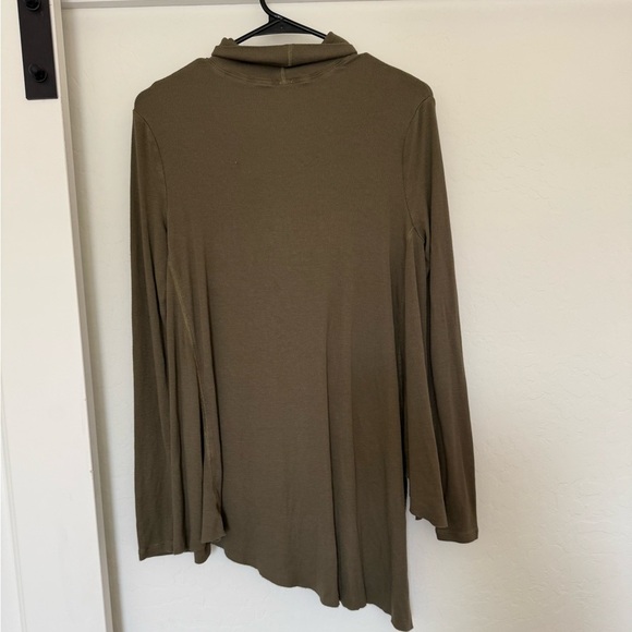 Free People Uptown Turtleneck Choker Tunic Top Long Sleeve Green Boho Hippie XS - Picture 2 of 4